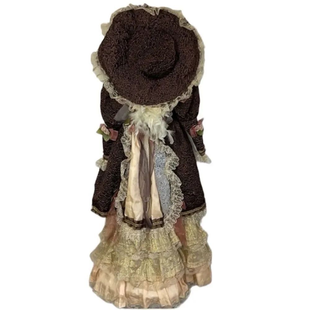 Vintage Ashley Belle Victorian Style Doll Dress and Hat 2-Pieces Set Brown White